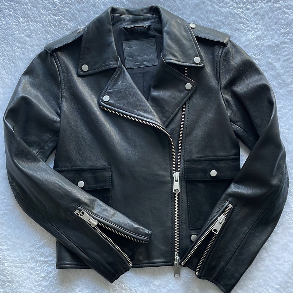 ALL SAINTS Leather Jacket Size US 2